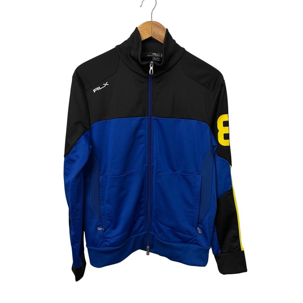 RLX Ralph Lauren Track Jacket Mens Size Medium Performance Full Zip Blue Pockets